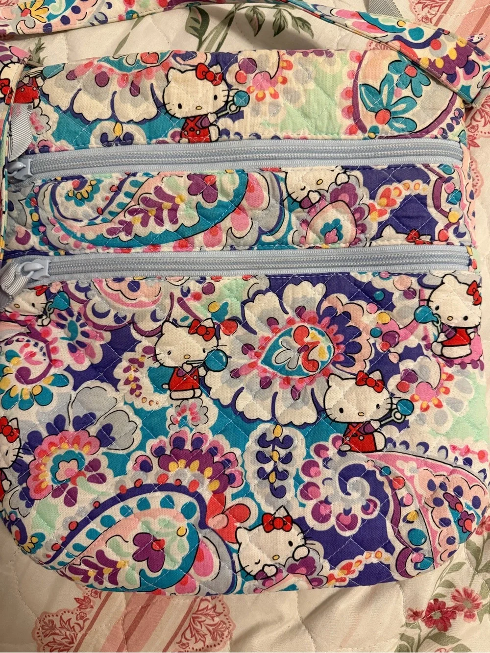 Vera Bradley Quilted Crossbody in Purple, Teal & Pink